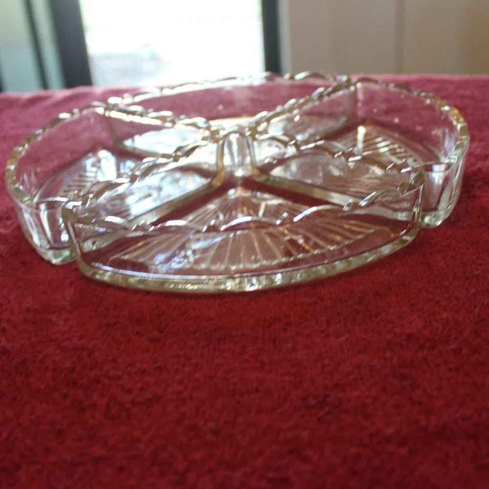 Vintage Triangle Clear Glass serving tray.